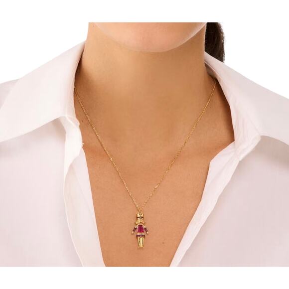 Kate Spade New York Oh What Fun Nutcracker Pendant Gold Plated Cubic Zirconia - Picture 1 of 2